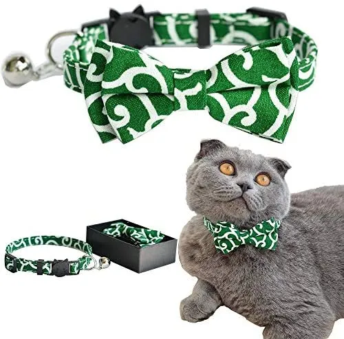 M-YOUNG Collar para gato con campana y pajarita, collares de seguridad ajustables para cachorro de gatito (6.7 in a 10,8 pulgadas)