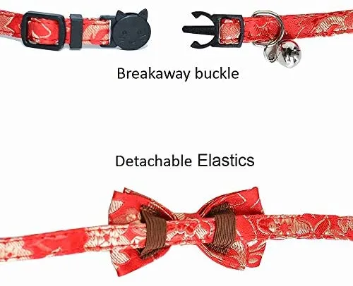 M-YOUNG Collar para gato con campana y pajarita, collares de seguridad ajustables para cachorro de gatito (6.7 in a 10,8 pulgadas)