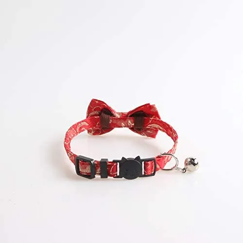 M-YOUNG Collar para gato con campana y pajarita, collares de seguridad ajustables para cachorro de gatito (6.7 in a 10,8 pulgadas)