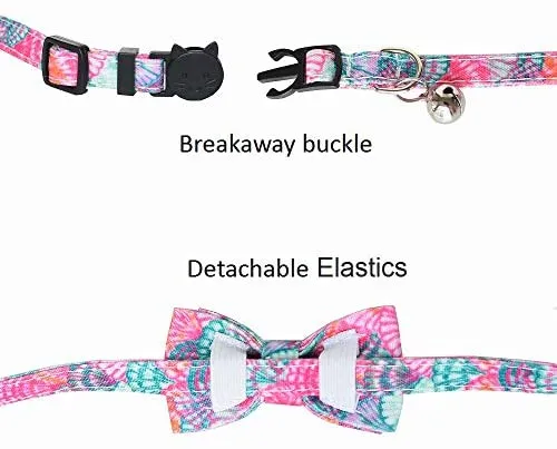 M-YOUNG Collar para gato con campana y pajarita, collares de seguridad ajustables para cachorro de gatito (6.7 in a 10,8 pulgadas)