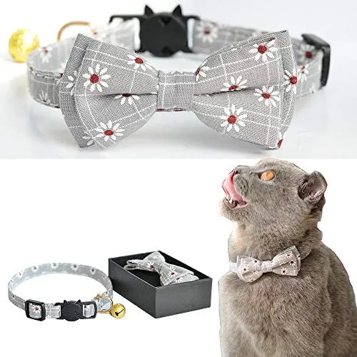 M-YOUNG Collar para gato con campana y pajarita, collares de seguridad ajustables para cachorro de gatito (6.7 in a 10,8 pulgadas)