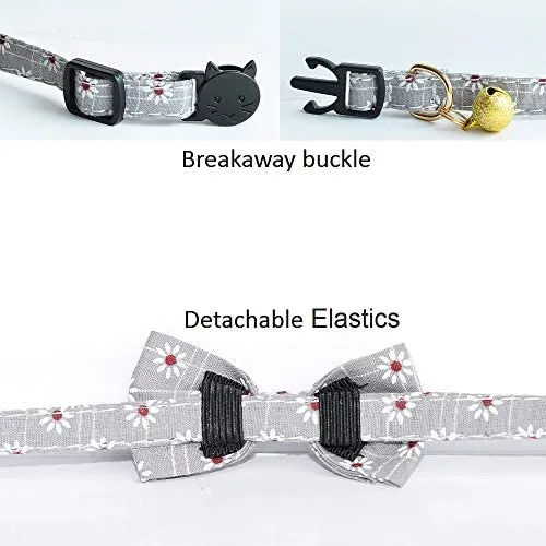 M-YOUNG Collar para gato con campana y pajarita, collares de seguridad ajustables para cachorro de gatito (6.7 in a 10,8 pulgadas)