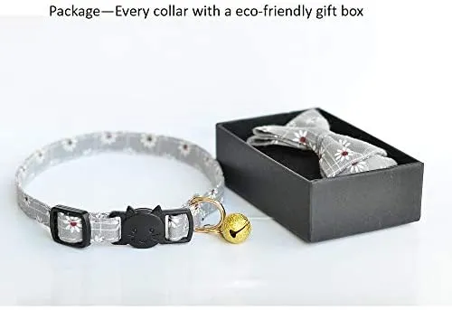 M-YOUNG Collar para gato con campana y pajarita, collares de seguridad ajustables para cachorro de gatito (6.7 in a 10,8 pulgadas)