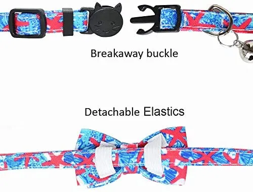 M-YOUNG Collar para gato con campana y pajarita, collares de seguridad ajustables para cachorro de gatito (6.7 in a 10,8 pulgadas)