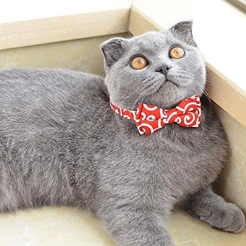 M-YOUNG Collar para gato con campana y pajarita, collares de seguridad ajustables para cachorro de gatito (6.7 in a 10,8 pulgadas)