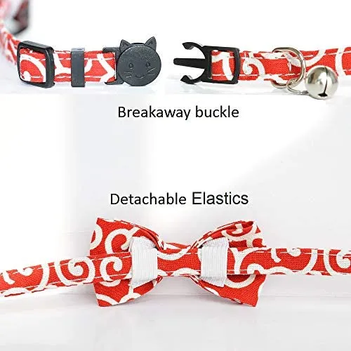 M-YOUNG Collar para gato con campana y pajarita, collares de seguridad ajustables para cachorro de gatito (6.7 in a 10,8 pulgadas)