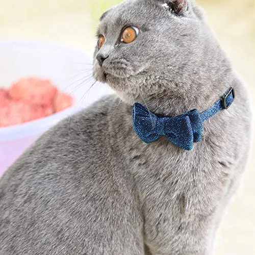 M-YOUNG Collar para gato con campana y pajarita, collares de seguridad ajustables para cachorro de gatito (6.7 in a 10,8 pulgadas)