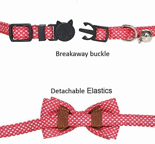 M-YOUNG Collar para gato con campana y pajarita, collares de seguridad ajustables para cachorro de gatito (6.7 in a 10,8 pulgadas)