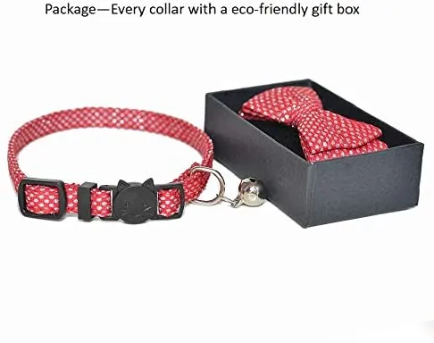 M-YOUNG Collar para gato con campana y pajarita, collares de seguridad ajustables para cachorro de gatito (6.7 in a 10,8 pulgadas)