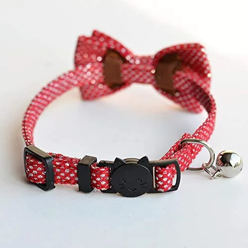 M-YOUNG Collar para gato con campana y pajarita, collares de seguridad ajustables para cachorro de gatito (6.7 in a 10,8 pulgadas)