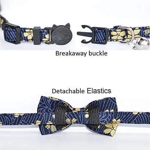 M-YOUNG Collar para gato con campana y pajarita, collares de seguridad ajustables para cachorro de gatito (6.7 in a 10,8 pulgadas)