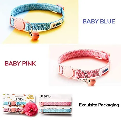 UFBemo - Collar para gato con correa ajustable con hebilla de seguridad y collar de nailon resistente, cuello de 9 a 13 pulgadas