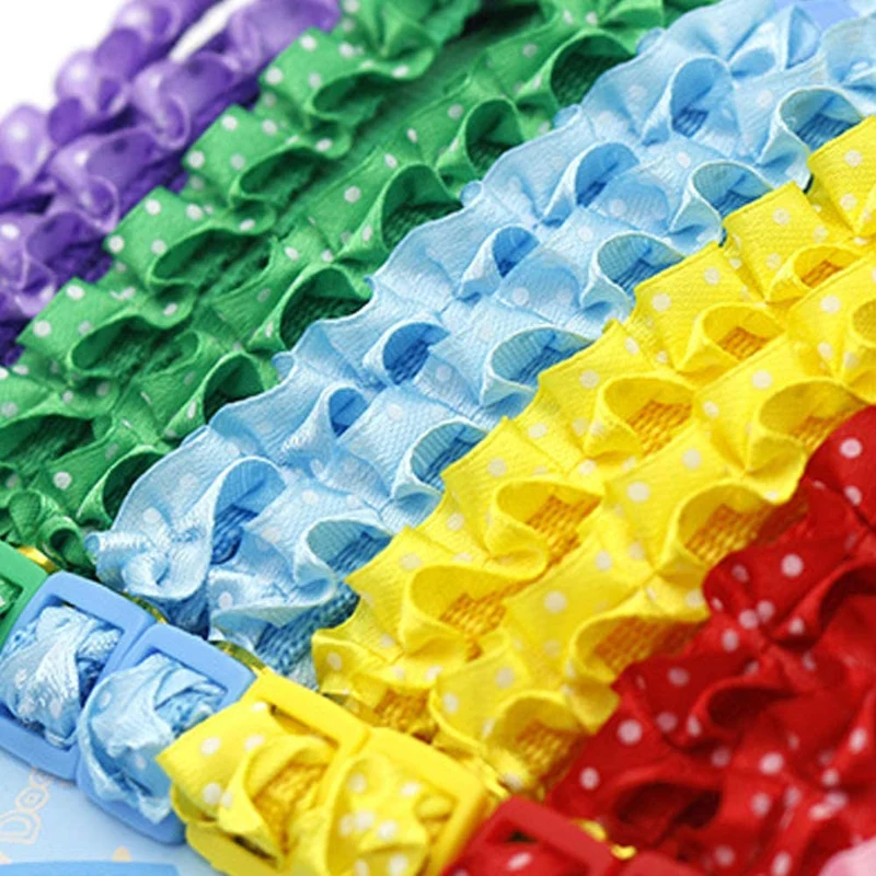 Flyup collares para gato, 7 piezas collar para gatito con hebilla de liberación de seguridad y campana, encaje colorido
