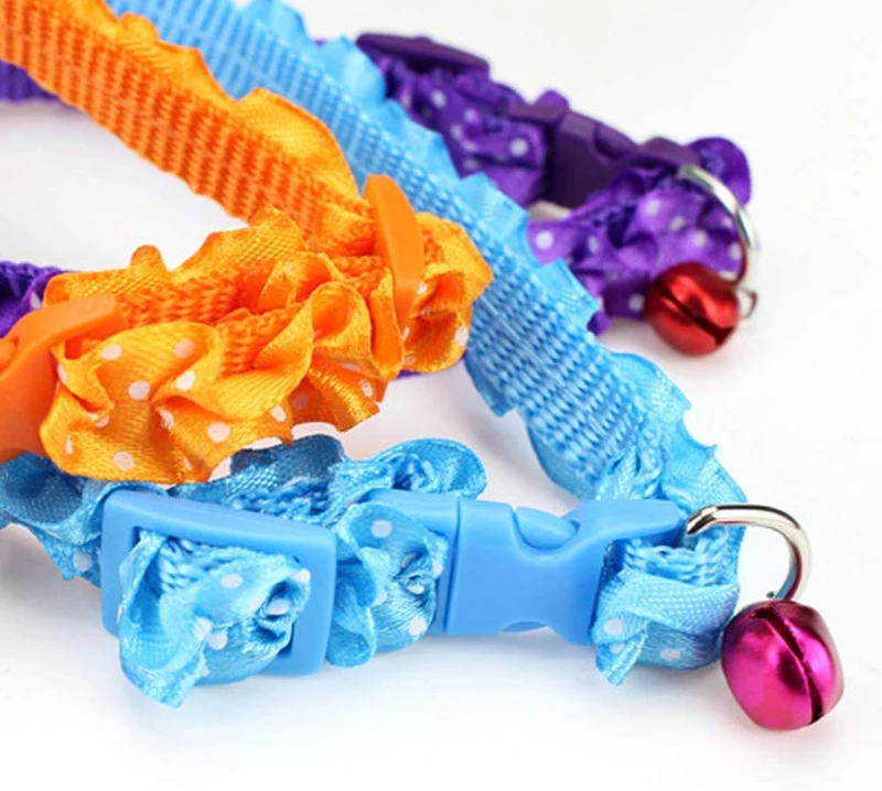Flyup collares para gato, 7 piezas collar para gatito con hebilla de liberación de seguridad y campana, encaje colorido