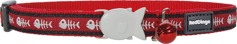 Red Dingo Diseñador gato collar, Fishbone, color rojo