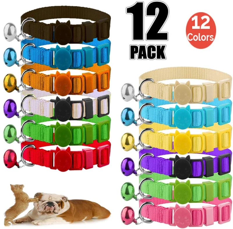 Numal cachorro ID collares para perros y gatos juego de, 12 piezas hecho de Super suave de nylon y cierre de seguridad Ideal para forro polar Identificación con tabla de registros