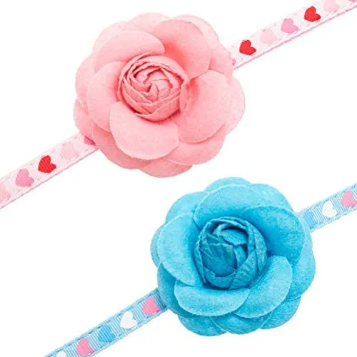 PUPTECK - Collar de gato con accesorios de flores extraíbles y campana – ajustable, desprendimiento