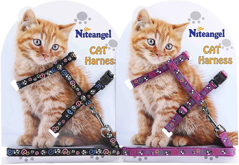 Niteangel - Juego de arnés y correa ajustables para gato (2 unidades)