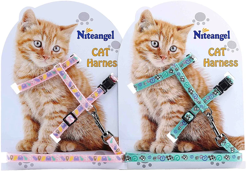 Niteangel - Juego de arnés y correa ajustables para gato (2 unidades)