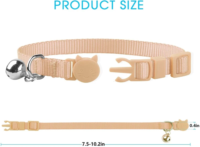 Milliepet - 8 collares de gato rompiendo con campana de nailon colorido ajustable para Kitty
