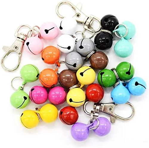 Barleygoo 30 Pack Pet Cat Collar Bells, Strong Loud Collar Bells for Potty Training, Colourful Cat Charm Bells for Collars Necklace Pendant