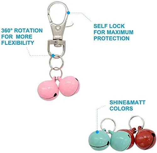 Barleygoo 30 Pack Pet Cat Collar Bells, Strong Loud Collar Bells for Potty Training, Colourful Cat Charm Bells for Collars Necklace Pendant