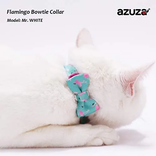 Collar de gato azuza con campana, ajustable para gato con pajarita, collares de seguridad para gatos, paquete de 2