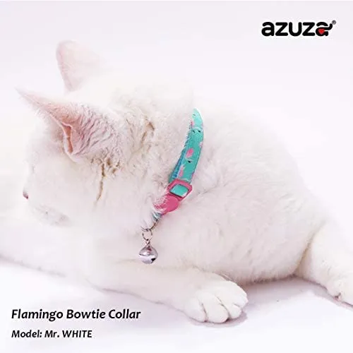 Collar de gato azuza con campana, ajustable para gato con pajarita, collares de seguridad para gatos, paquete de 2