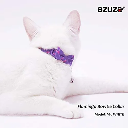 Collar de gato azuza con campana, ajustable para gato con pajarita, collares de seguridad para gatos, paquete de 2