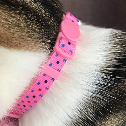 Collar de gato azuza con campana, ajustable para gato con pajarita, collares de seguridad para gatos, paquete de 2