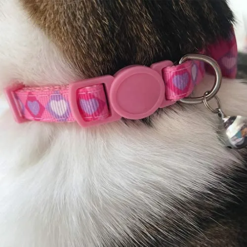 Collar de gato azuza con campana, ajustable para gato con pajarita, collares de seguridad para gatos, paquete de 2