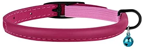 Bronzedog - Collar de piel para gato, con cascabel, color negro, azul, rosa, verde, amarillo y gris