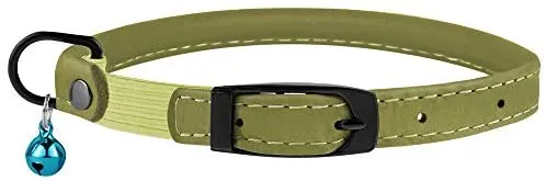 Bronzedog - Collar de piel para gato, con cascabel, color negro, azul, rosa, verde, amarillo y gris