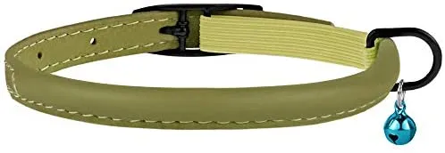 Bronzedog - Collar de piel para gato, con cascabel, color negro, azul, rosa, verde, amarillo y gris