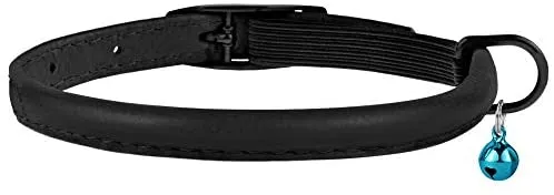 Bronzedog - Collar de piel para gato, con cascabel, color negro, azul, rosa, verde, amarillo y gris