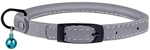 Bronzedog - Collar de piel para gato, con cascabel, color negro, azul, rosa, verde, amarillo y gris