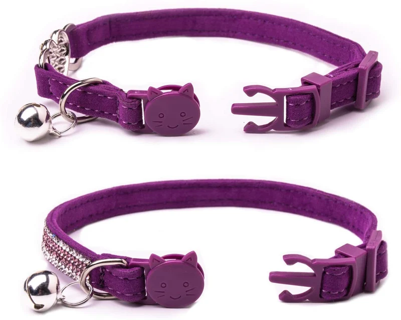 Upaw Rhinestone - Collar para gato (2 unidades), color morado