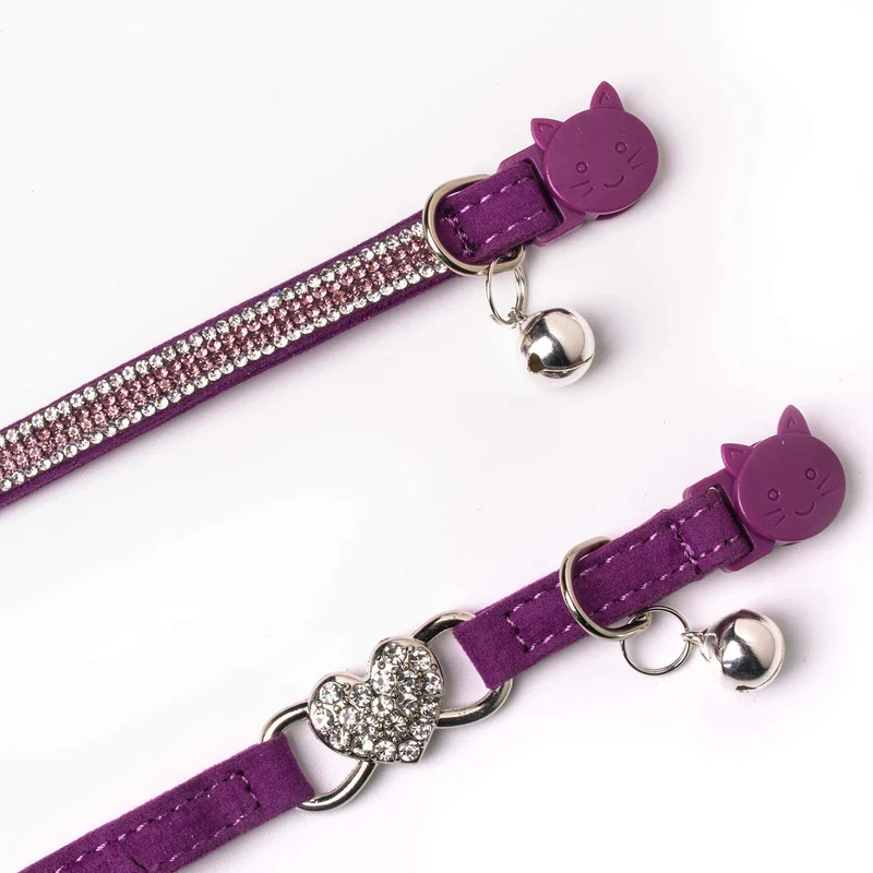 Upaw Rhinestone - Collar para gato (2 unidades), color morado
