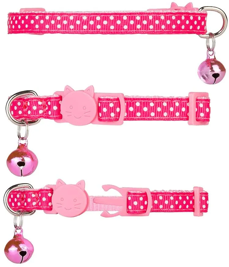 PUPTECK Collar de gato – 6 piezas de lunares ajustables con campana Fit Kitty