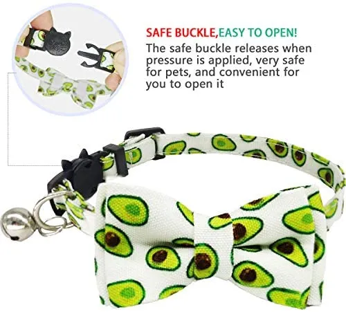 KUDES - Juego de 2 collares para gatos con corbata de lazo y campana para gatos y otros perros pequeños, ajustables de 7.9 – 10.5 in