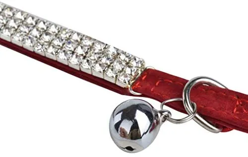 Yangbaobao - Collar ajustable de terciopelo suave para gato, con campanas, 11 pulgadas para perros y gatos pequeños