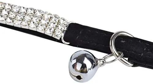 Yangbaobao - Collar ajustable de terciopelo suave para gato, con campanas, 11 pulgadas para perros y gatos pequeños
