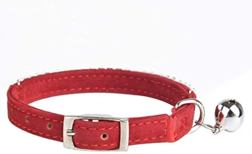 Yangbaobao - Collar ajustable de terciopelo suave para gato, con campanas, 11 pulgadas para perros y gatos pequeños