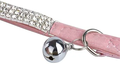 Yangbaobao - Collar ajustable de terciopelo suave para gato, con campanas, 11 pulgadas para perros y gatos pequeños
