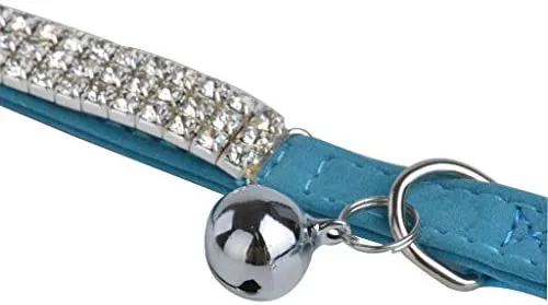 Yangbaobao - Collar ajustable de terciopelo suave para gato, con campanas, 11 pulgadas para perros y gatos pequeños
