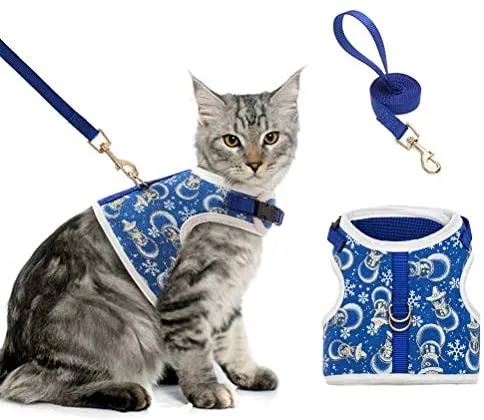 Arnés y correa para gato Bingpet para caminar, arnés ajustable a prueba de escape, arnés de chaleco suave para gatos medianos y grandes