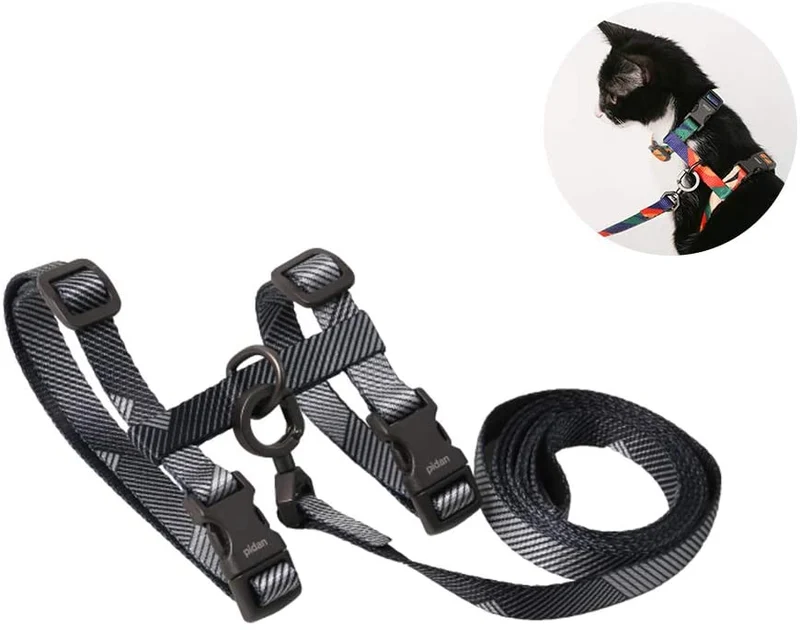 pidan - Juego de arnés y correa para gato a prueba de fugas, chaleco ajustable para gato con clip de metal, correa de 3.9 ft, ajuste cómodo para mascotas, gatitos, conejos, animales pequeños