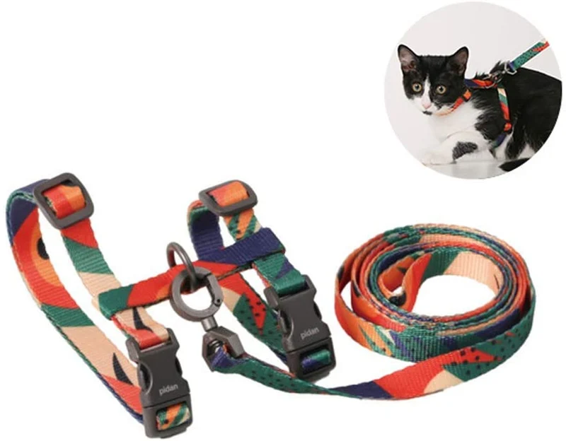 pidan - Juego de arnés y correa para gato a prueba de fugas, chaleco ajustable para gato con clip de metal, correa de 3.9 ft, ajuste cómodo para mascotas, gatitos, conejos, animales pequeños