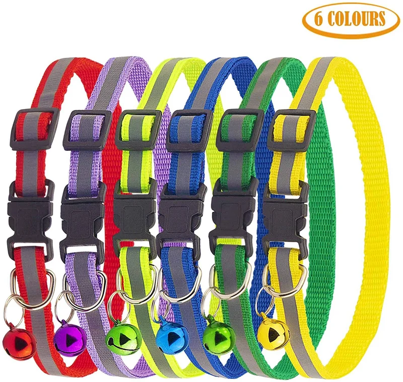 Tondwin - Collar para gato (nailon suave, reflectante, con campana, ajustable, para cachorros de perros pequeños