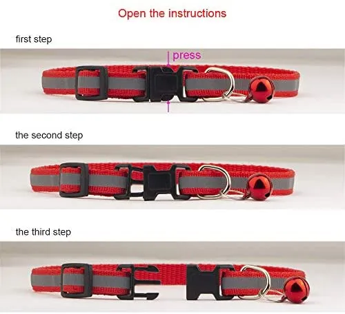 Tondwin - Collar para gato (nailon suave, reflectante, con campana, ajustable, para cachorros de perros pequeños